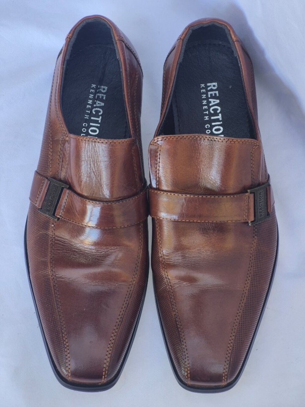 Reaction KENNETH COLE Big News Loafers Mens Size 7.5 M Brown Leather Dress Shoes